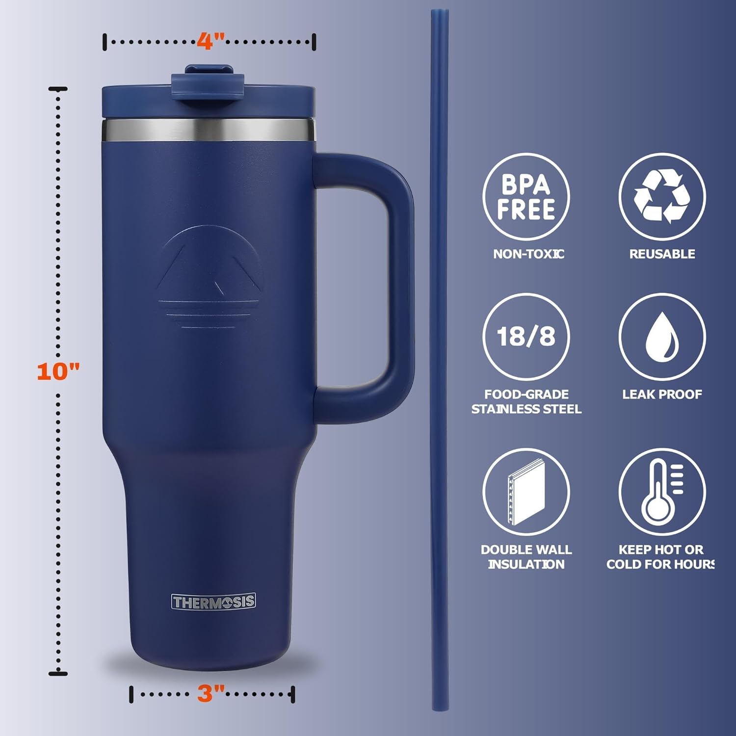 Insulated (40 Oz) Stainless Steel Tumbler - Navy Blue