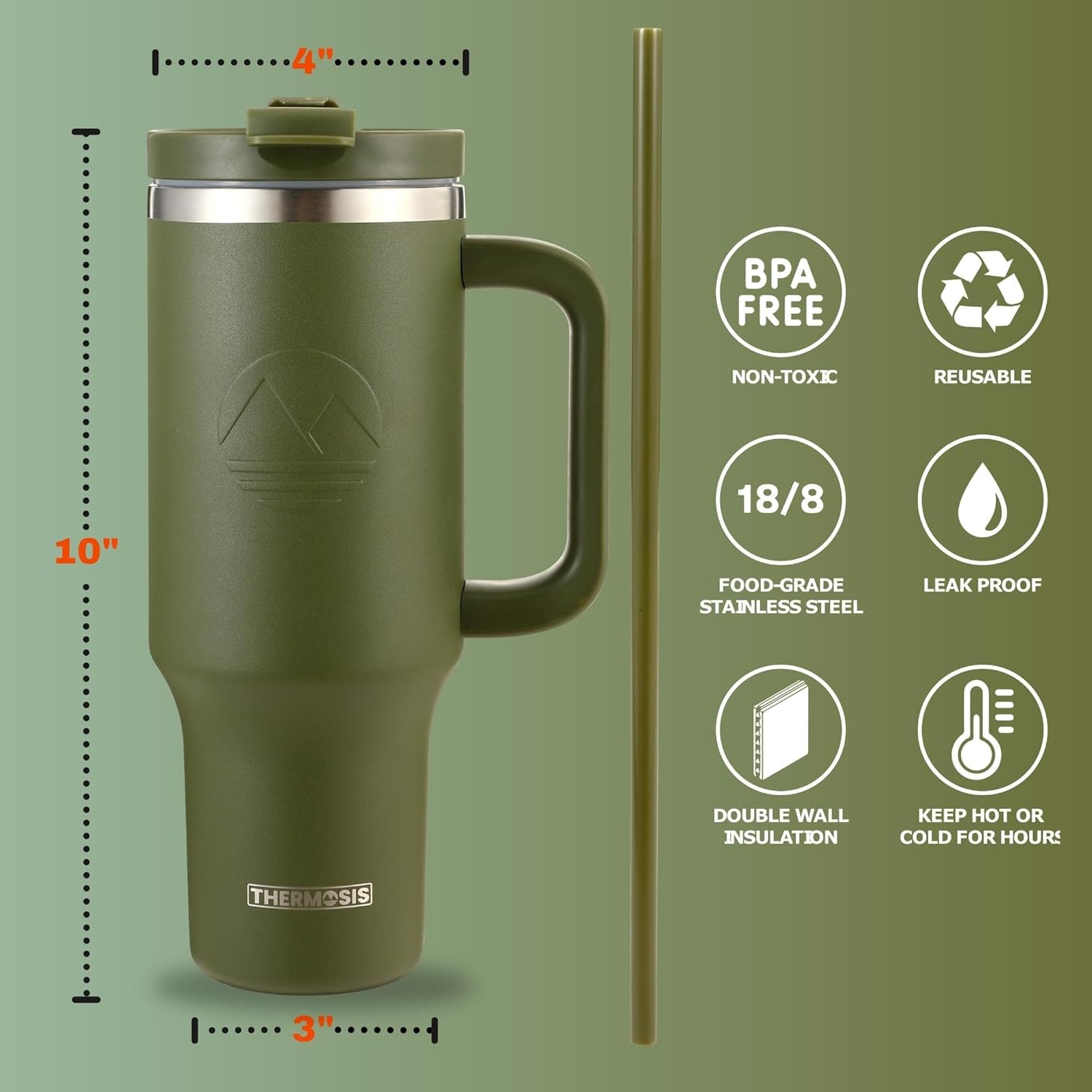 Insulated (40 Oz) Stainless Steel Tumbler - Army Green