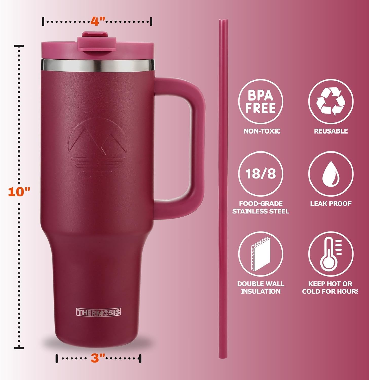 Insulated (40 Oz) Stainless Steel Tumbler - Red