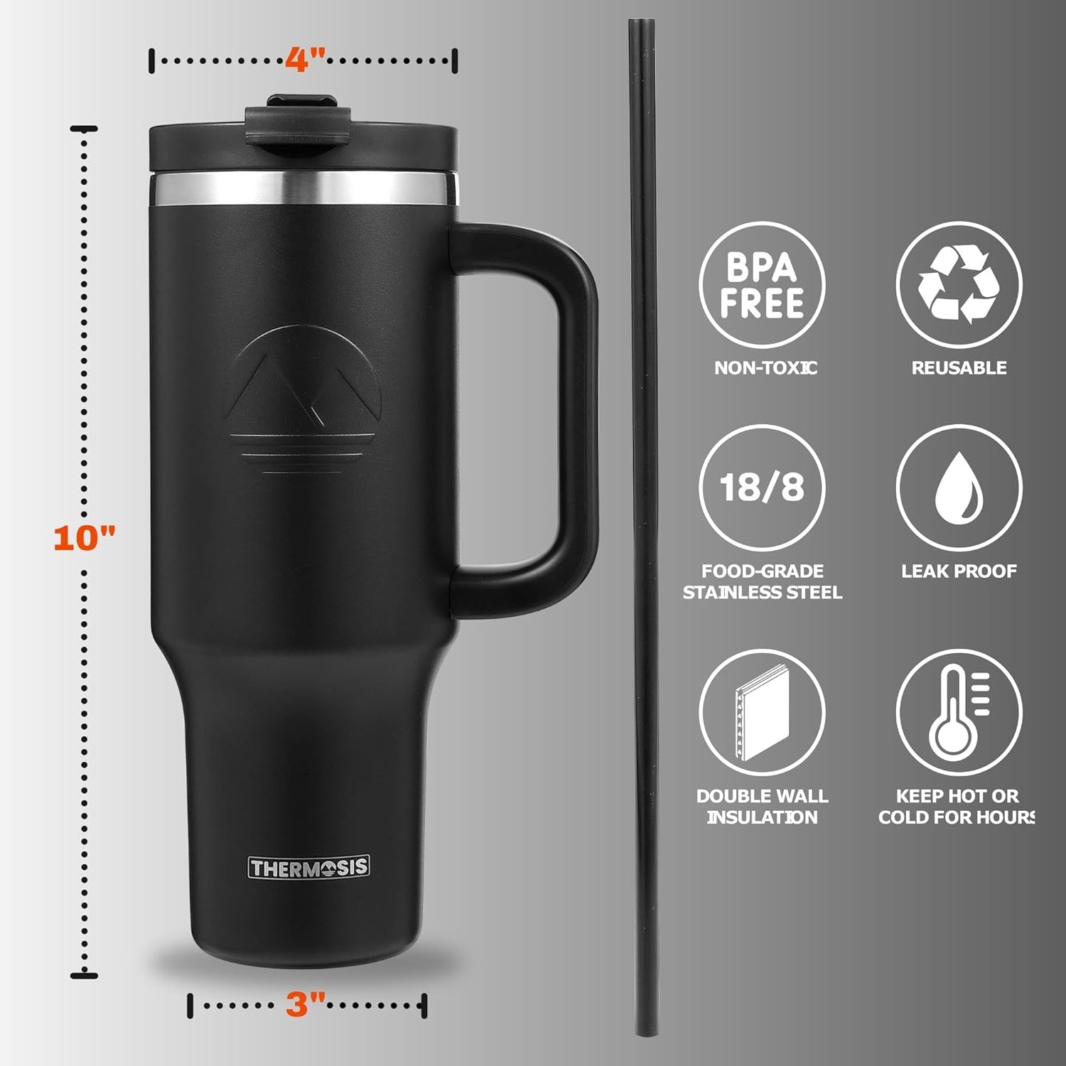 Insulated (40 Oz) Stainless Steel Tumbler - Black