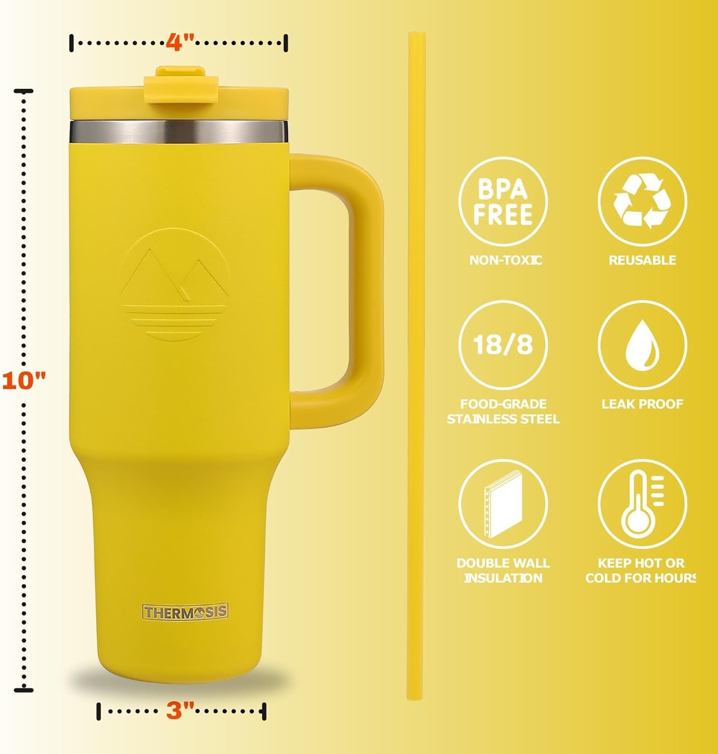 Insulated (40 Oz) Stainless Steel Tumbler - Yellow