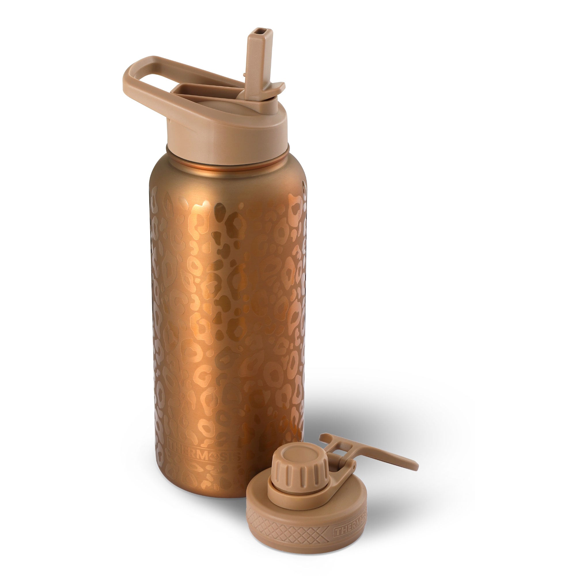 Insulated (32oz) Stainless Steel Water Bottle - Gold Leopard